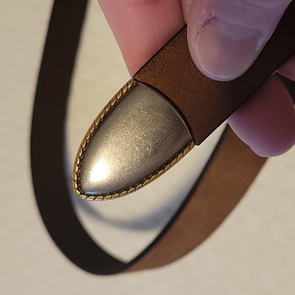 Lucky Brand Brown Leather Boho Belt with Two Tone Buckle - Picture 4 of 11